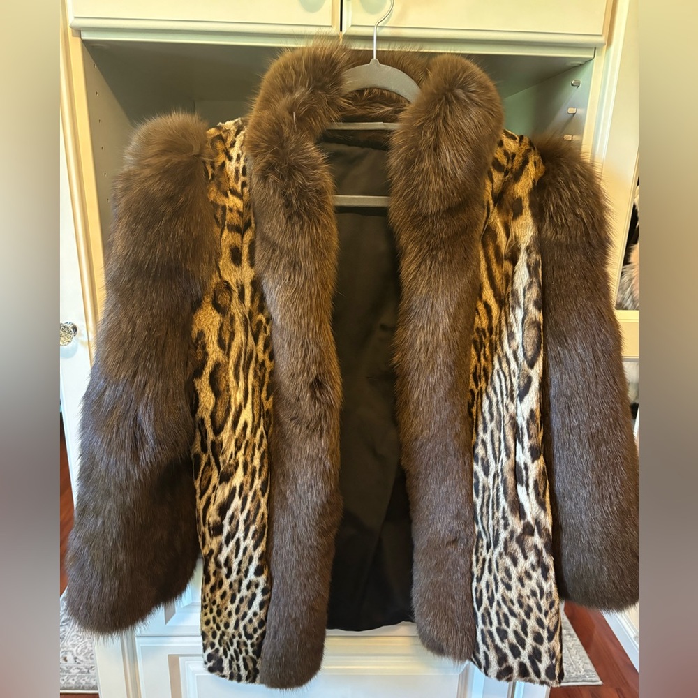 Real fox and cheetah fur coat